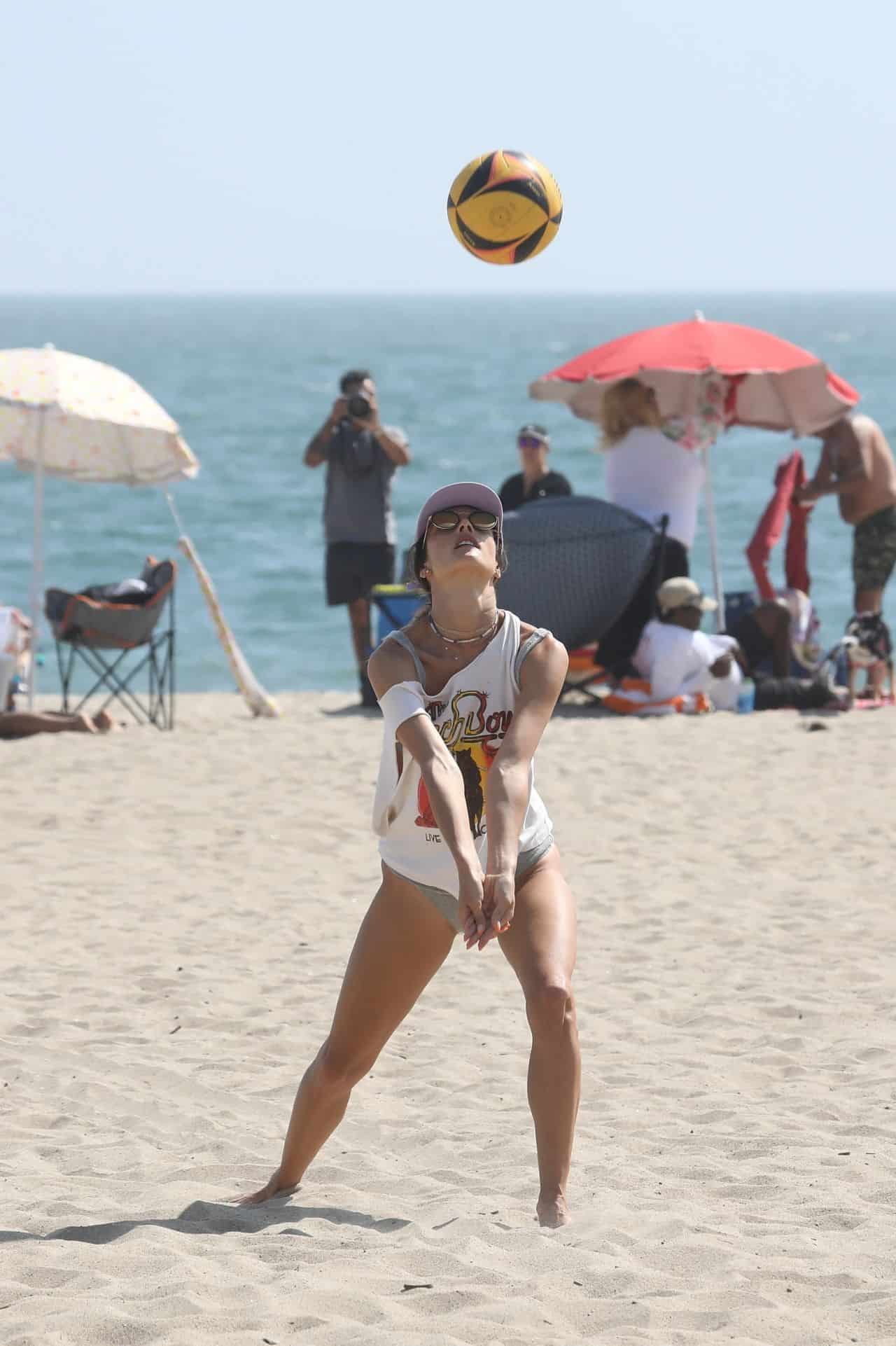 Alessandra Ambrosio Plays Volleyball in Santa Monica 07/23/2022