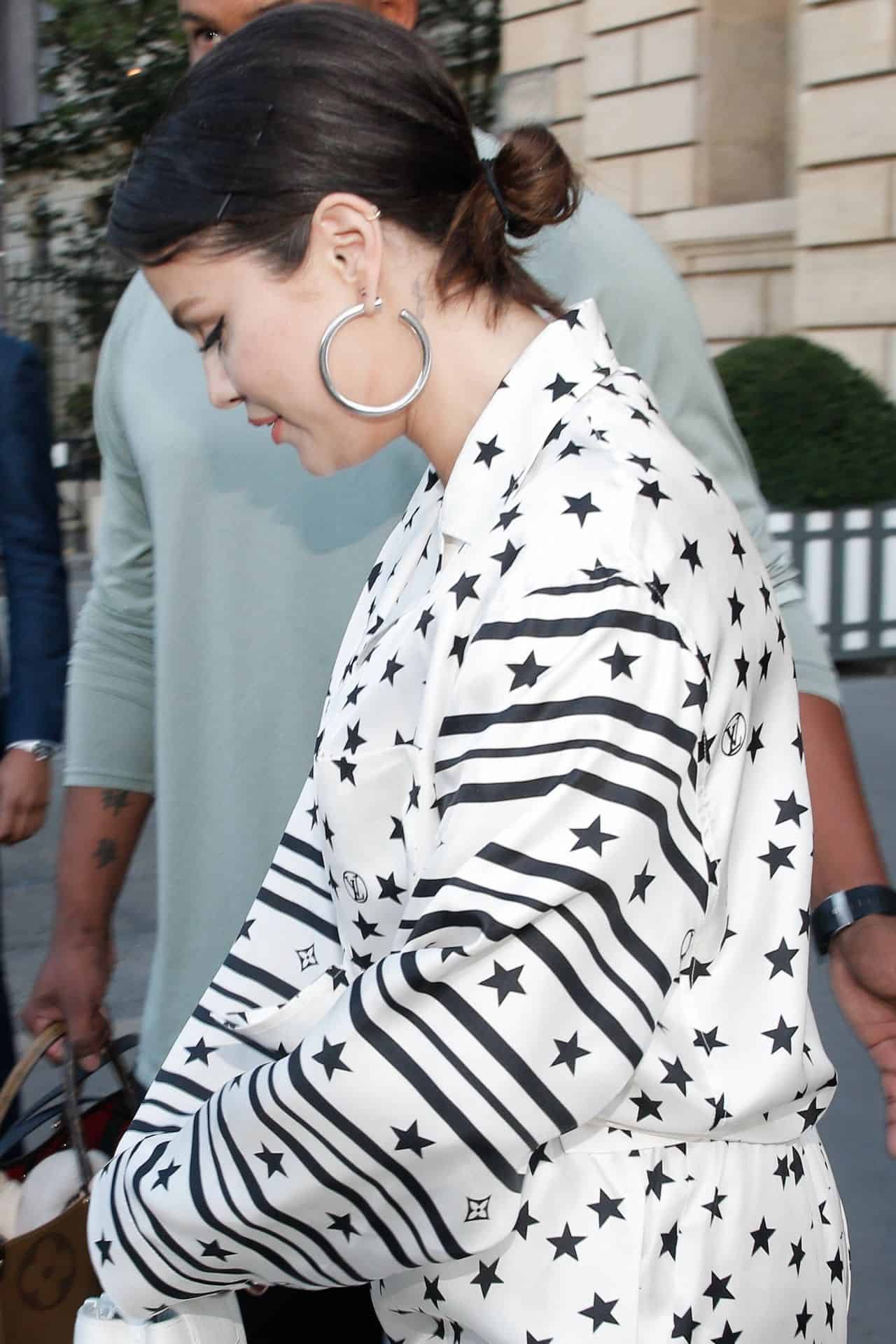 Selena Gomez Wore a White Louis Vuitton Summer Stardust Outfit in Paris