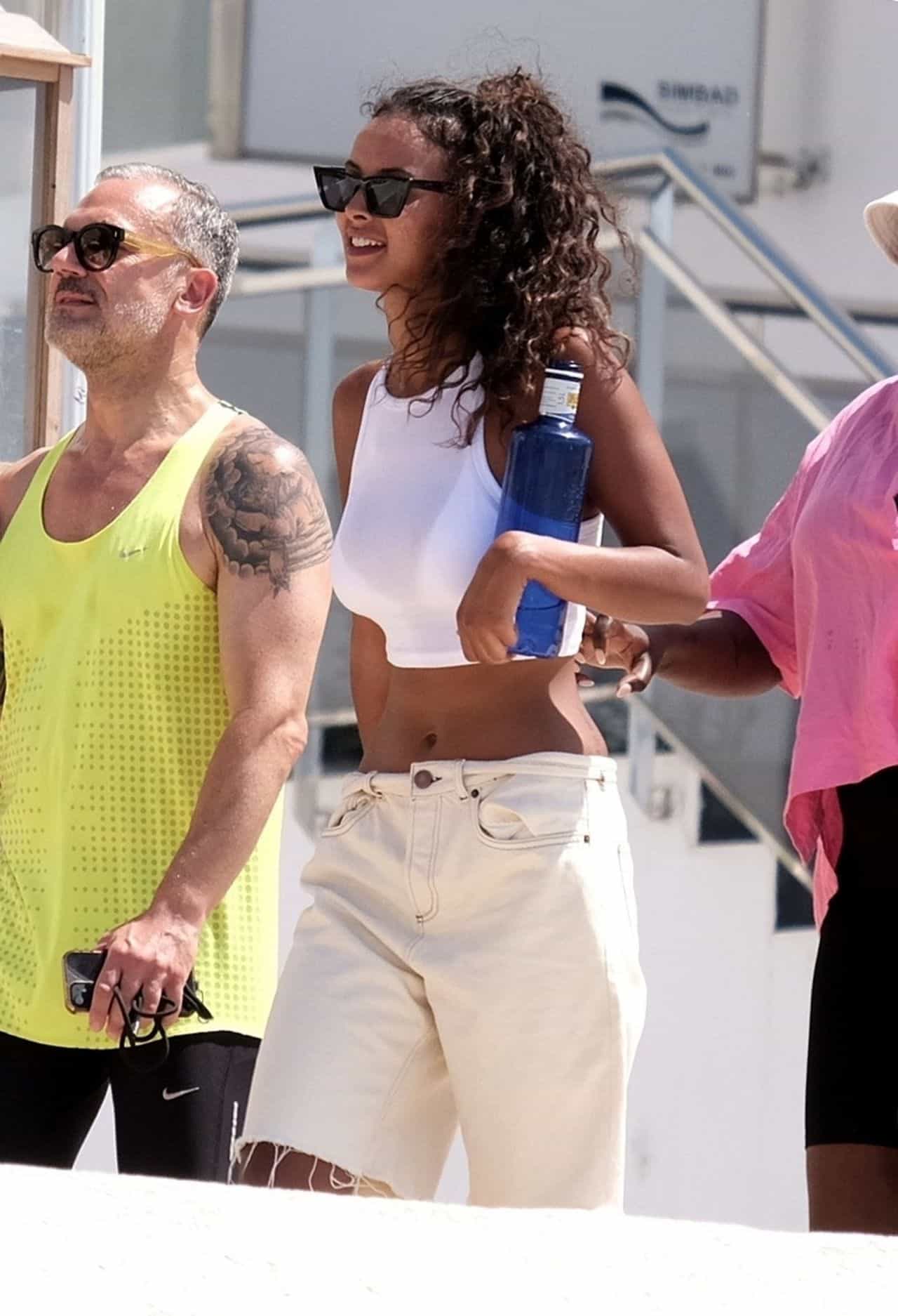 Maya Jama Looking Amazing as She Arrives at the Bay of Talamanca in Ibiza