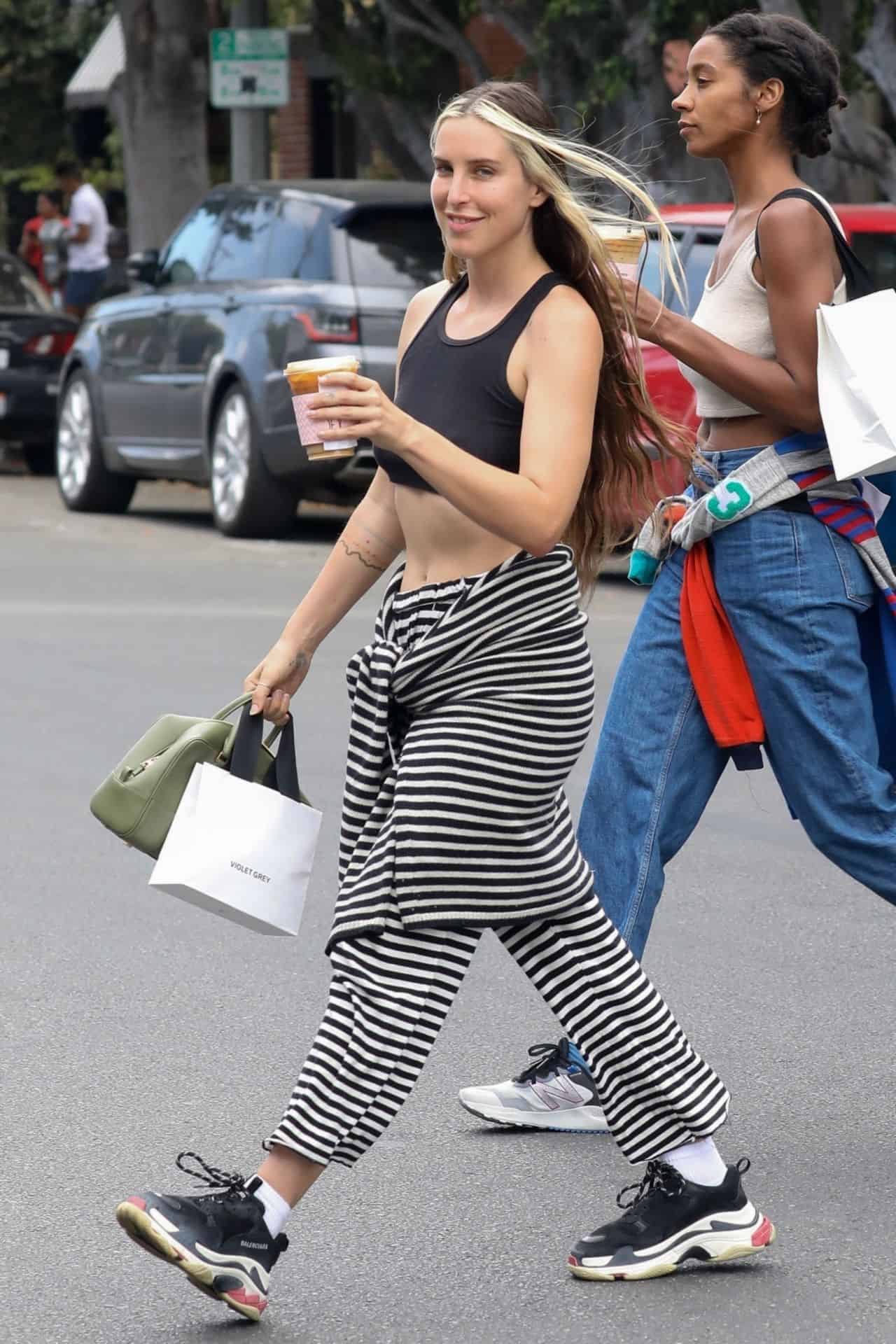 Scout Willis is Chic in Striped Pants and a Black Yoga Top in WeHo