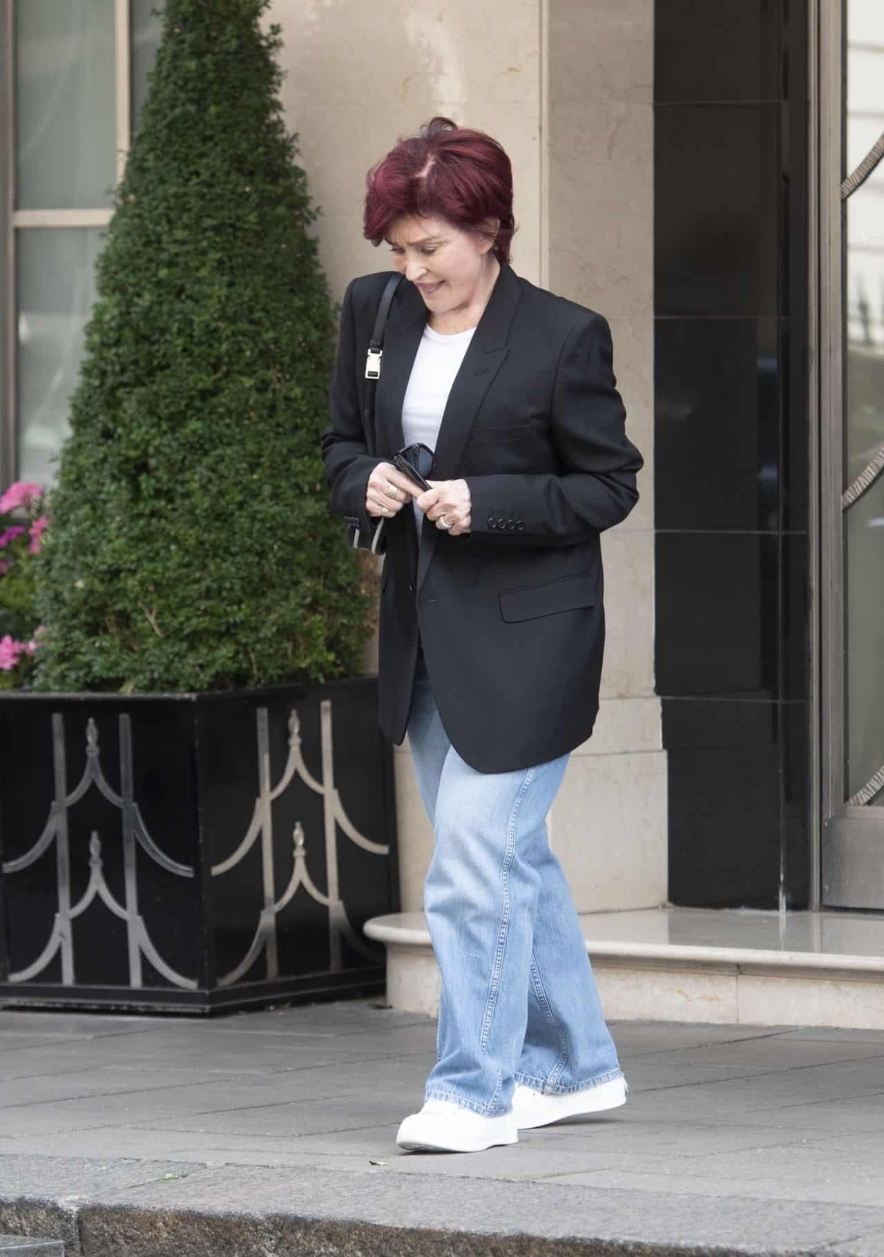 Sharon Osbourne Looks Trendy as She Leaves the Claridge's Hotel in London