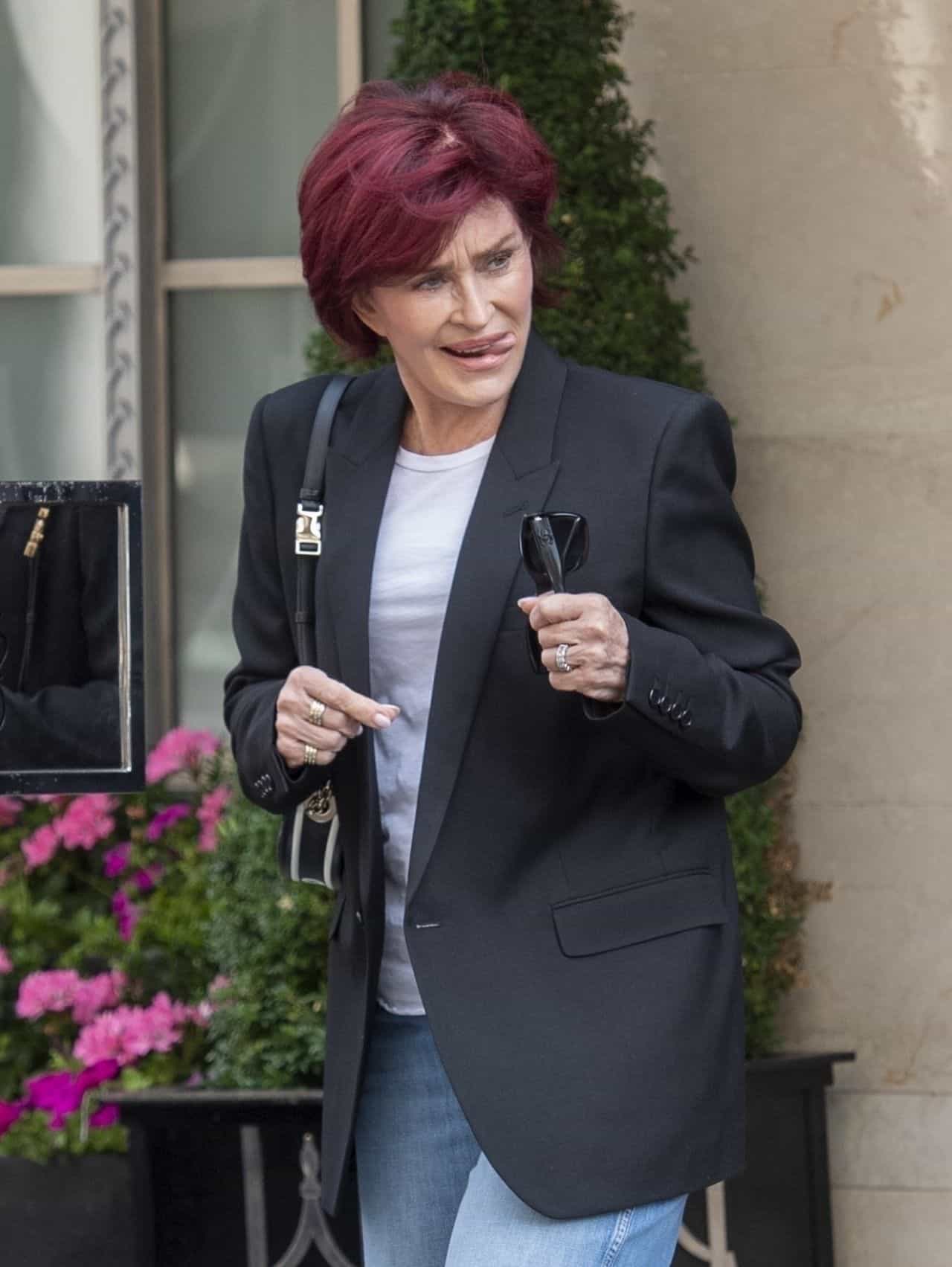 Sharon Osbourne Looks Trendy as She Leaves the Claridge's Hotel in London