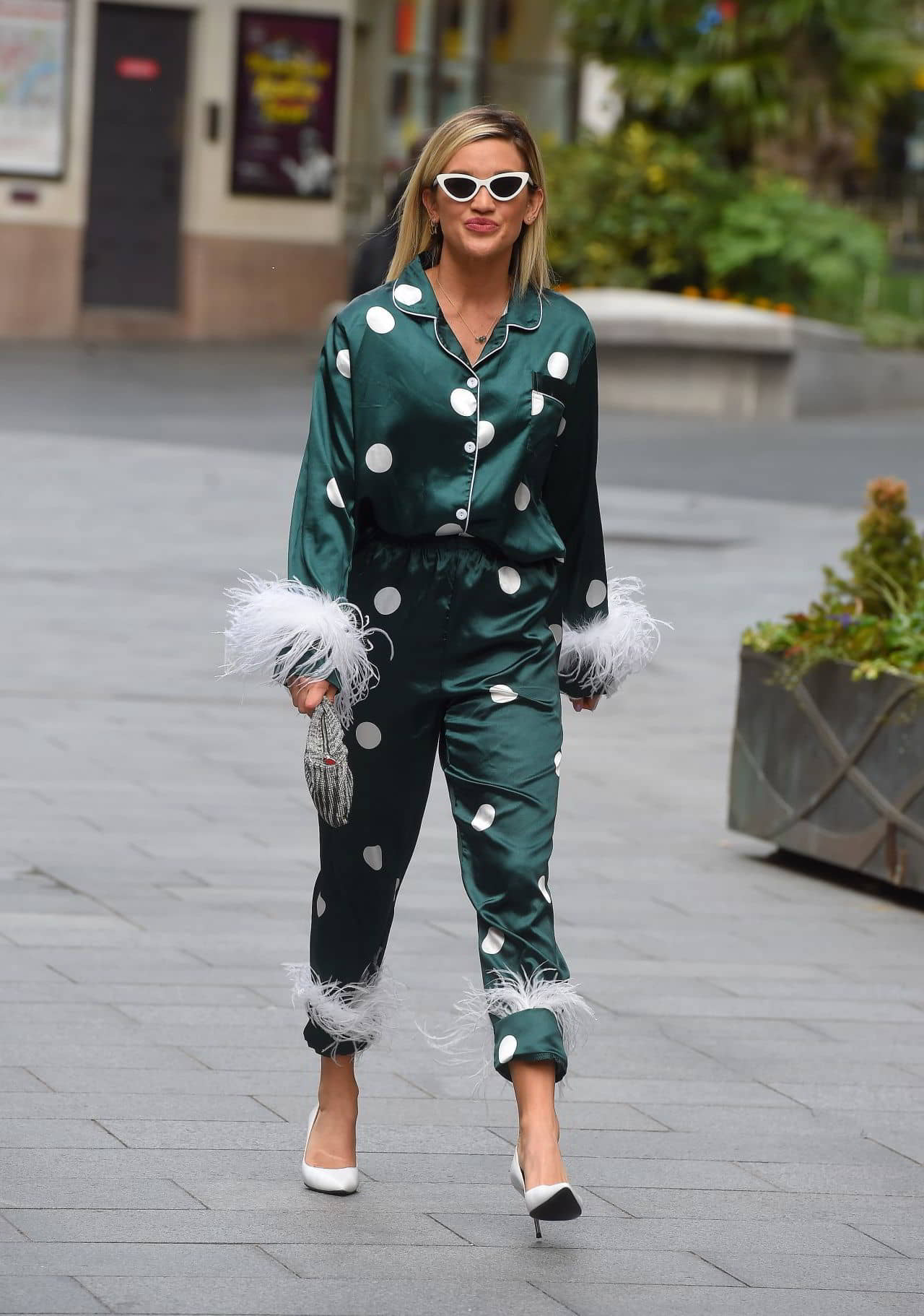 Ashley Robert in Silk Pyjama Suit Arriving at the Global Radio Studios in London - June 19, 2020 - 1