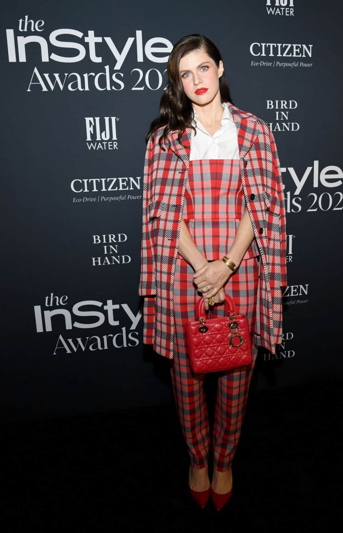 Alexandra Daddario Rocks a Chic Red Plaid Set at the Instyle Awards - 1