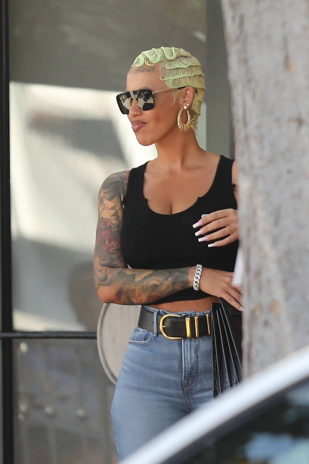 Amber Rose Wearing a Black Tank Top and Blue Denim Jeans in West Hollywood - October 9, 2023 - 1