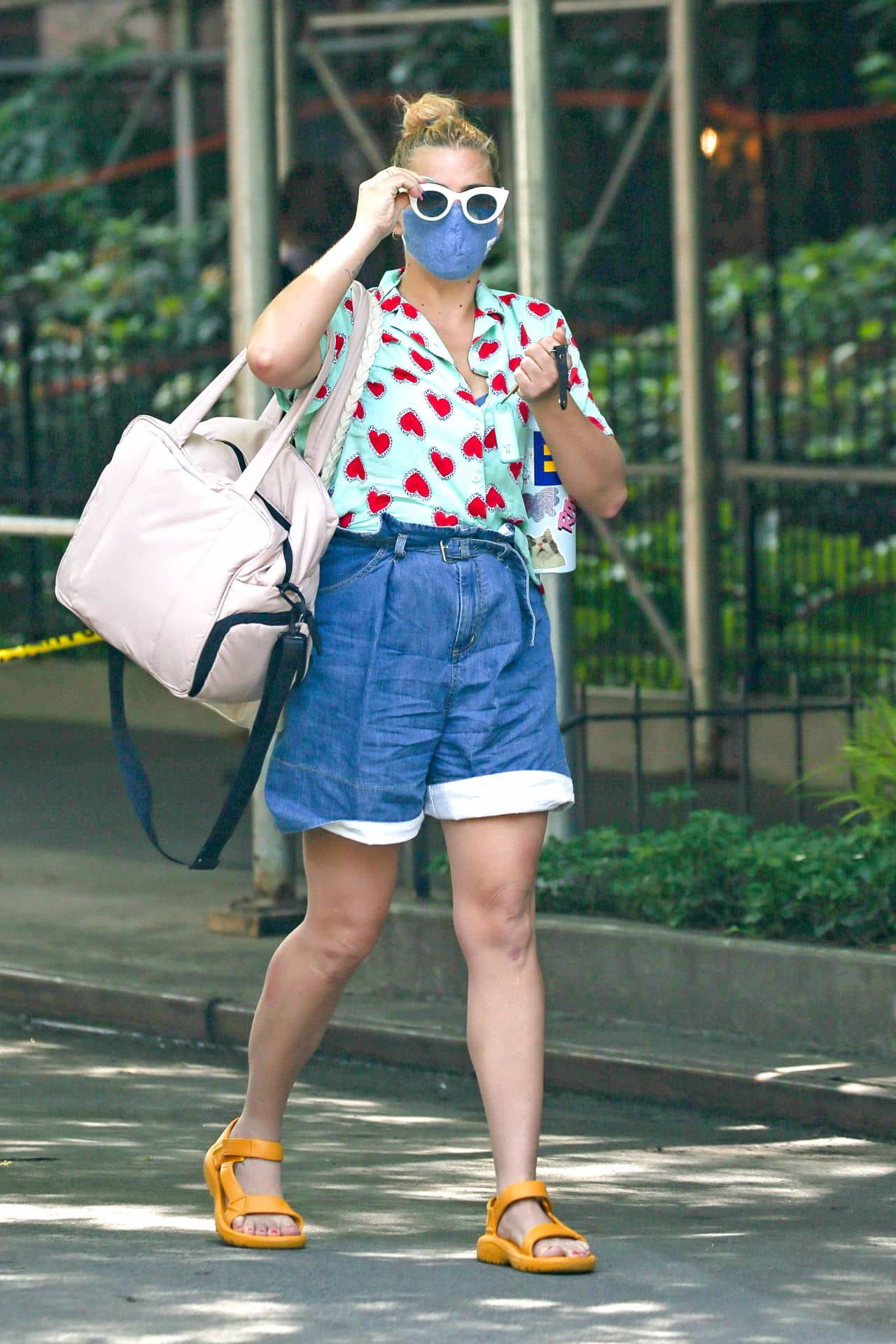 Busy Philipps’ Heart Print Shirt Look in New York, June 25, 2021