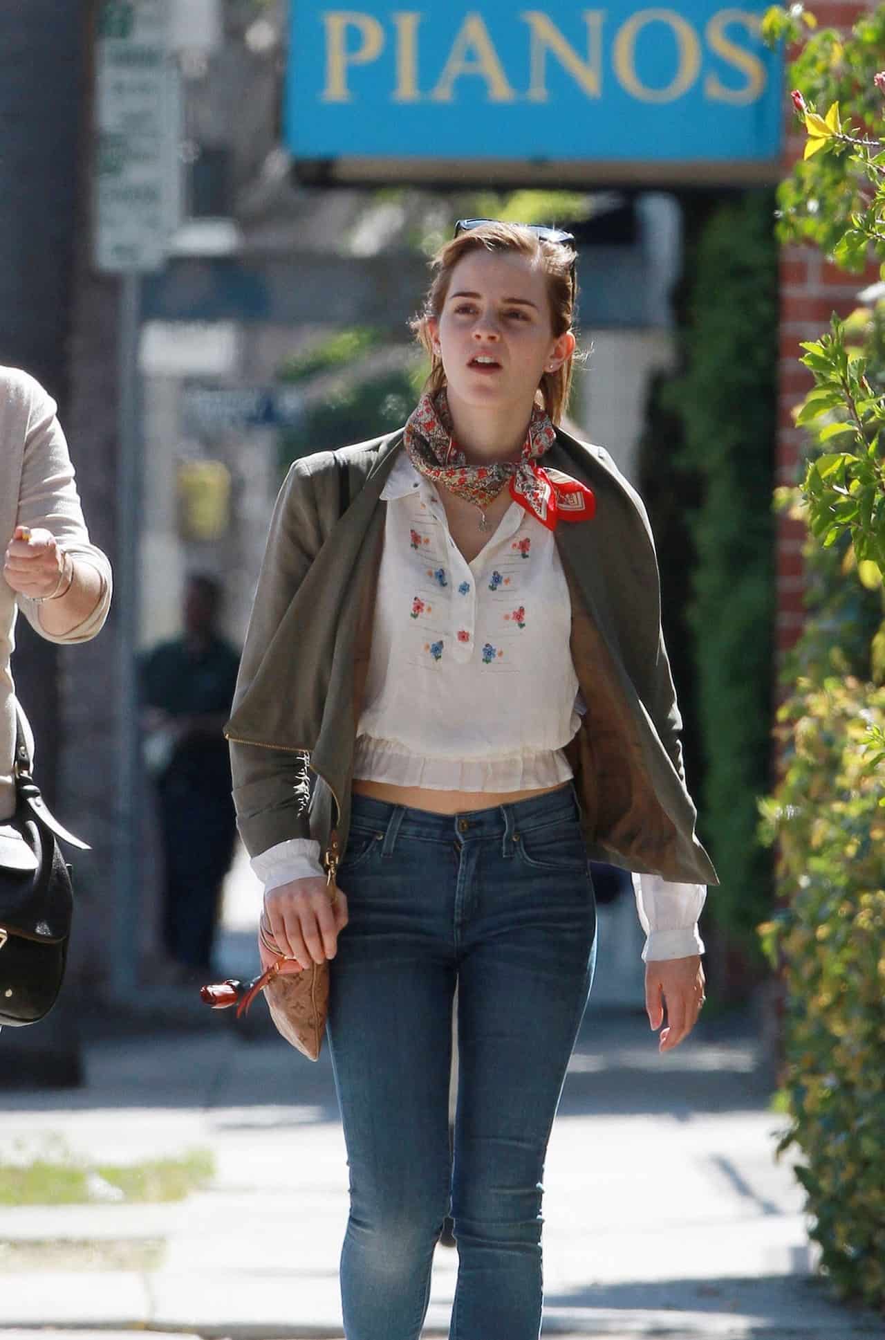 Emma Watson Layers Casual Outfit For Shopping In LA - 1