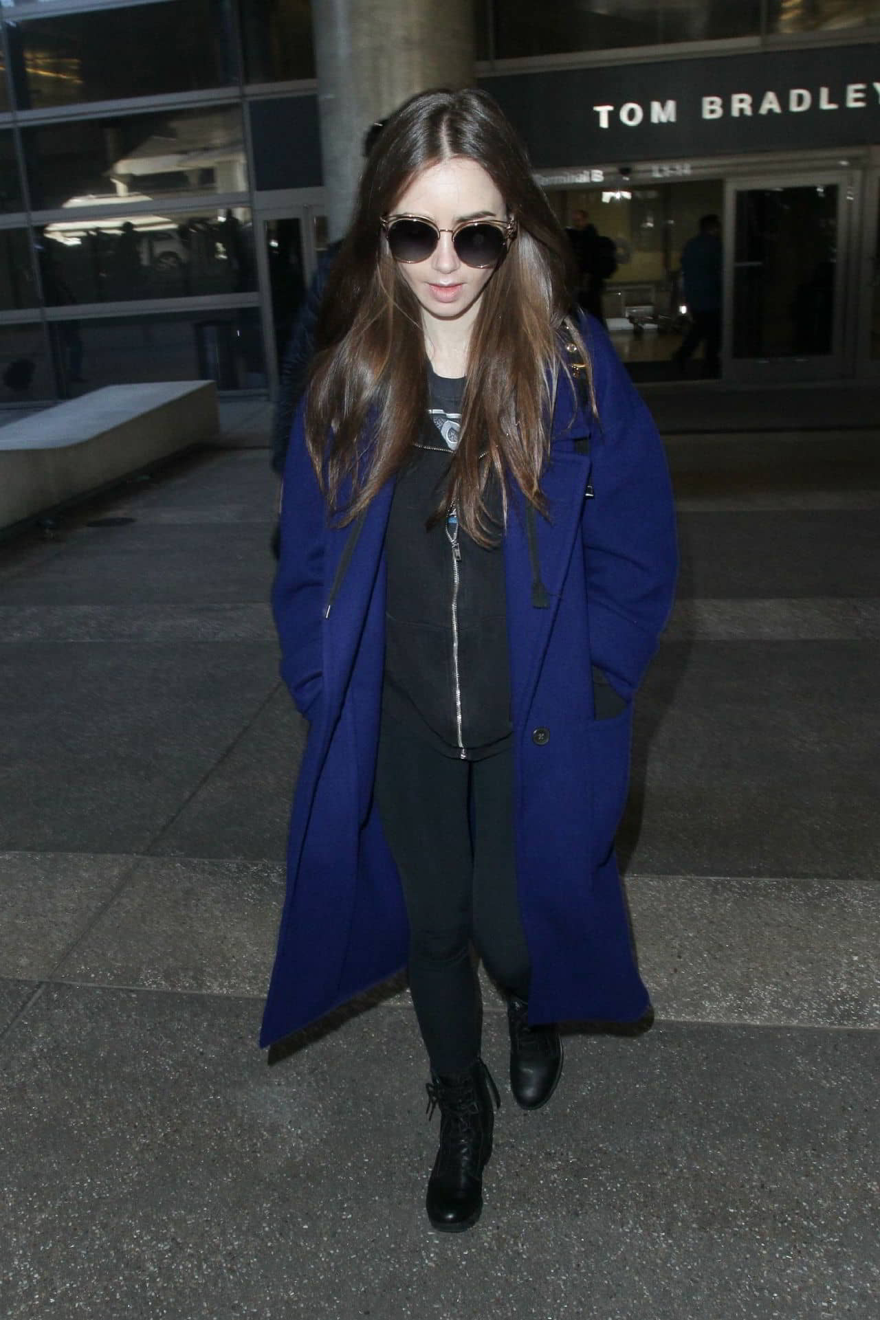 Lily Collins in Travel Outfit at LAX Airport, February 11, 2019 - 1