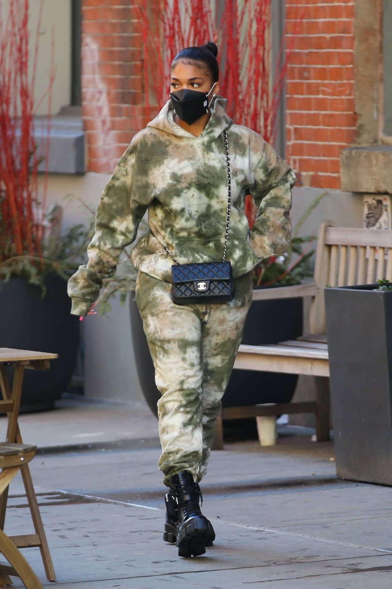 Lori Harvey Wears Chanel Bag and Prada Boots in NYC, February 16, 2021 - 1