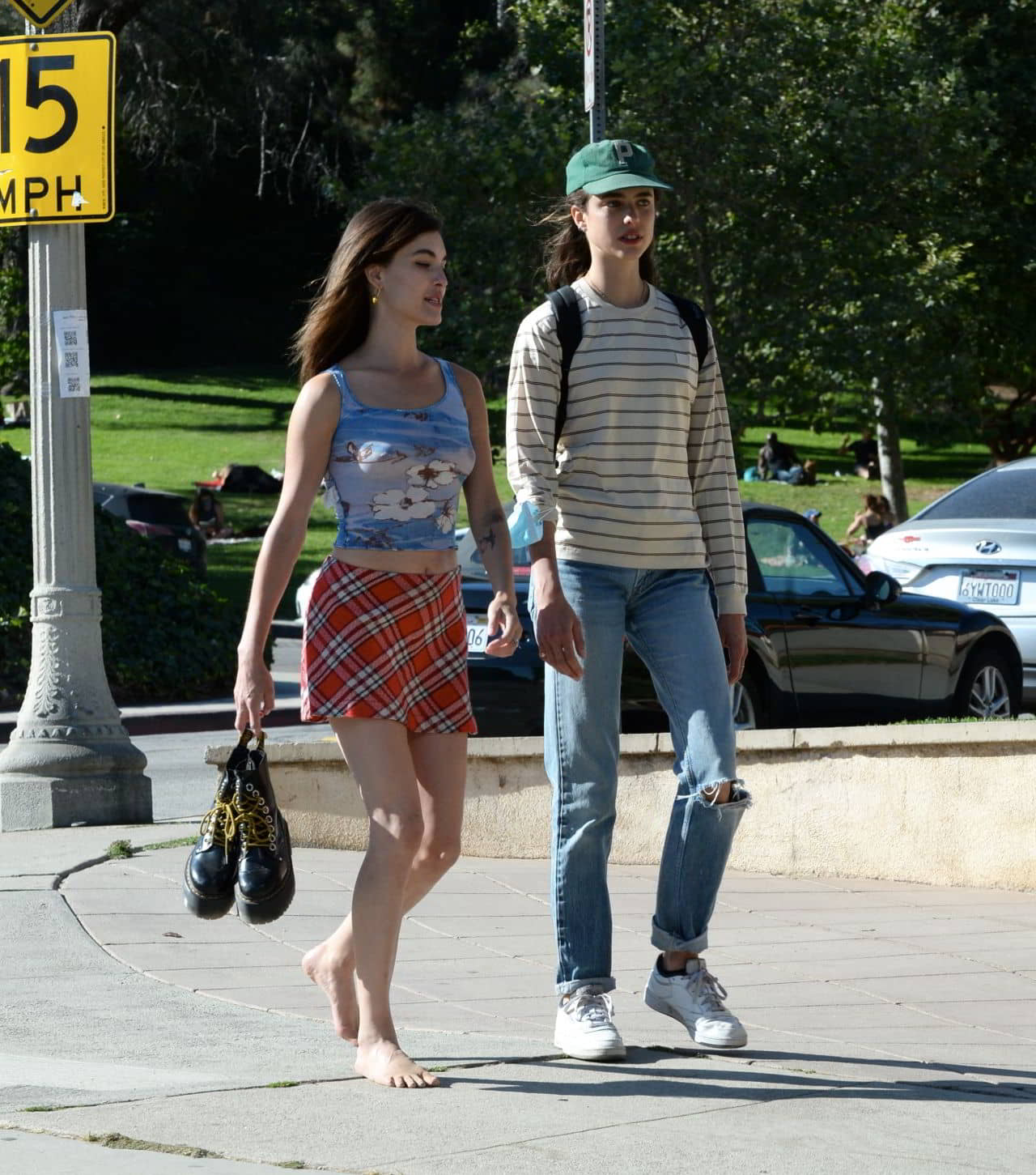 Margaret Qualley and Rainey Qualley Walking in Hollywood, June 13, 2020 - 1