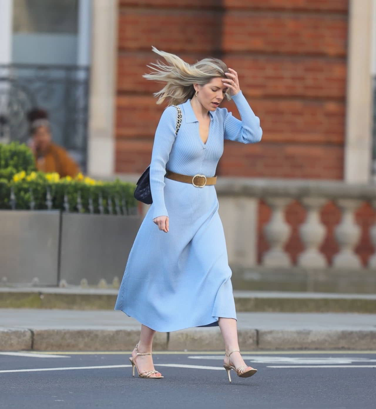 Mollie King in a Sky Blue Dress in London, February 26, 2021 - 1