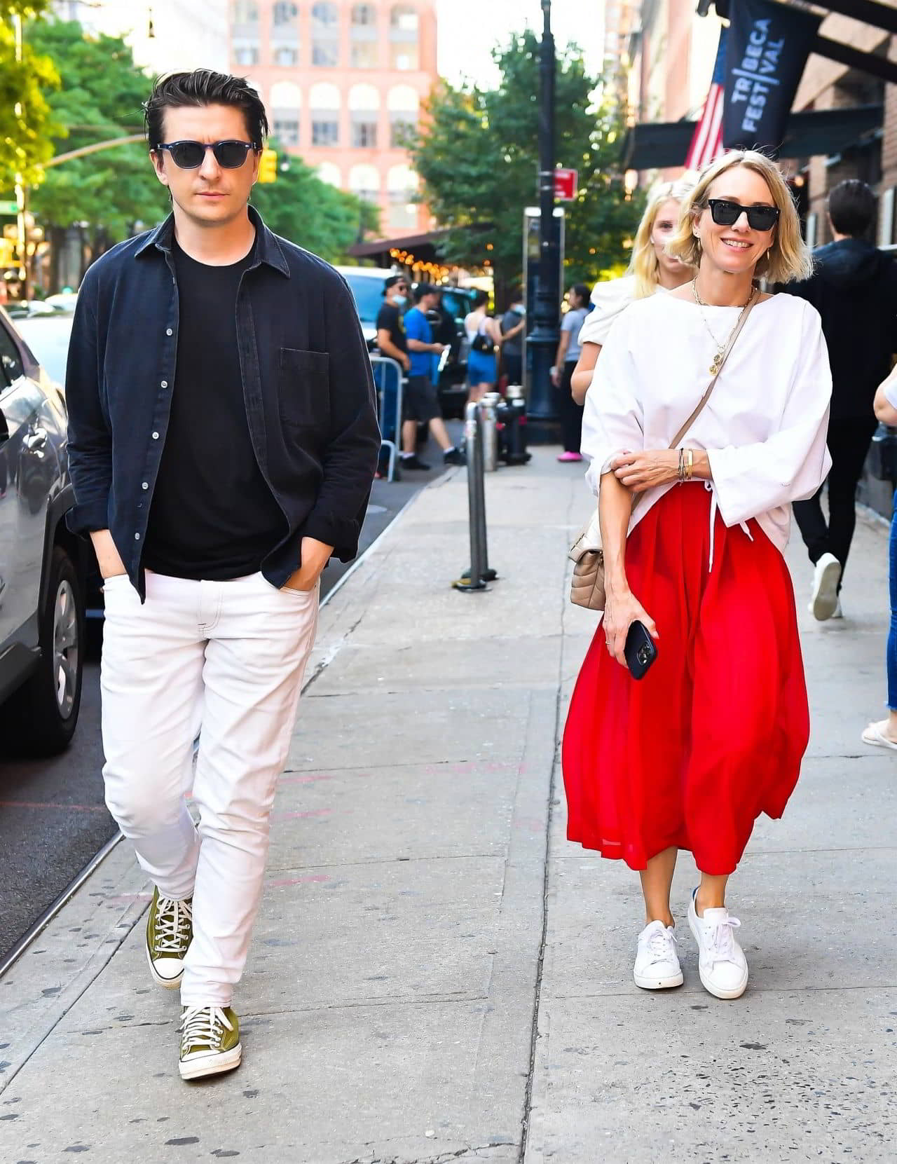 Naomi Watts in a White Sweater and Bright Red Skirt in New York, June 14, 2022 - 1