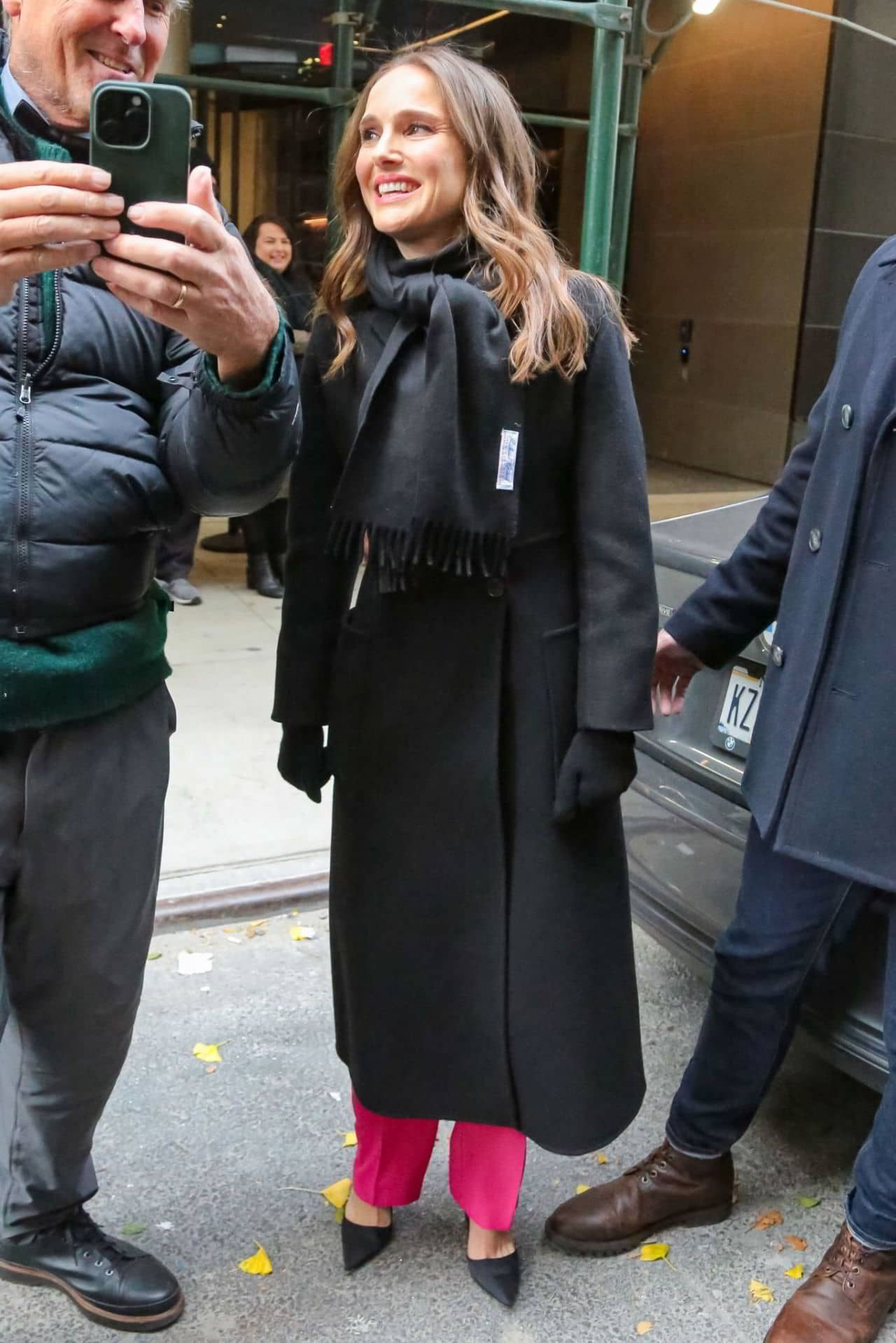 Natalie Portman in a Black Coat and Pink Pants in New York City, November 29, 2023 - 1