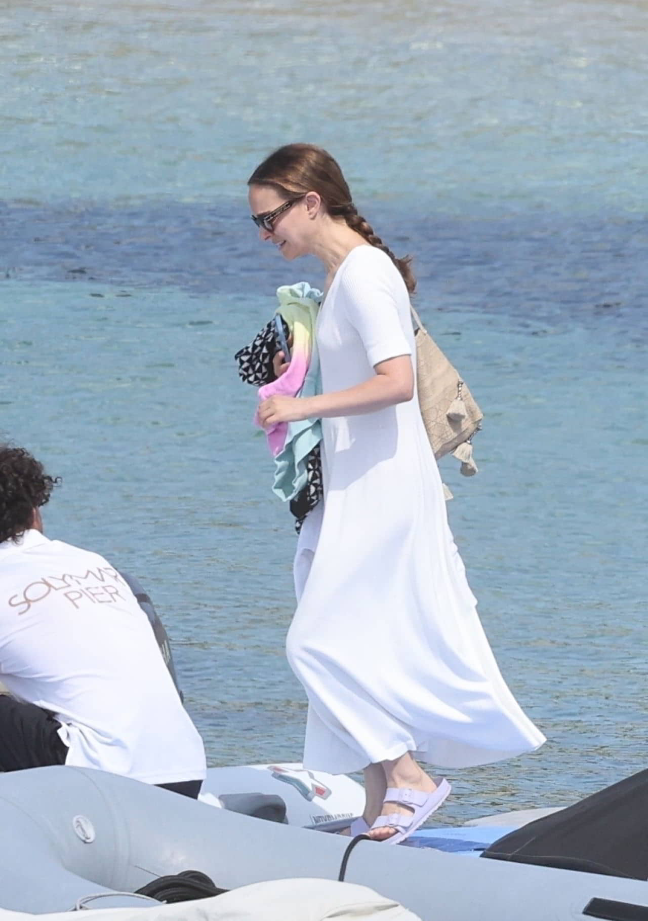 Natalie Portman Radiates in a White Summery Dress in Mykonos - 1