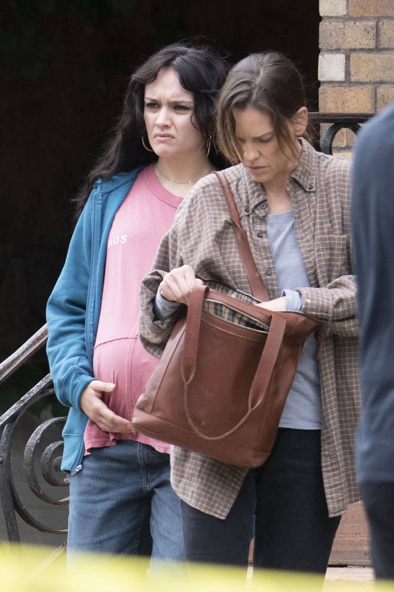 Olivia Cooke and Hilary Swank on Brother's Blood Set in NY, June 8, 2022 - 1