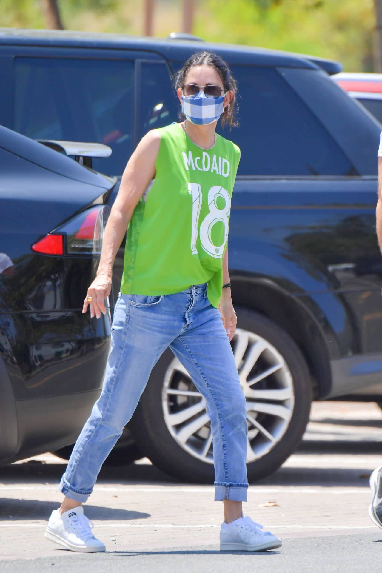 Courteney Cox's Green Jersey with Boyfriend Johnny McDaid's Name in Malibu, July 5, 2020 - 1