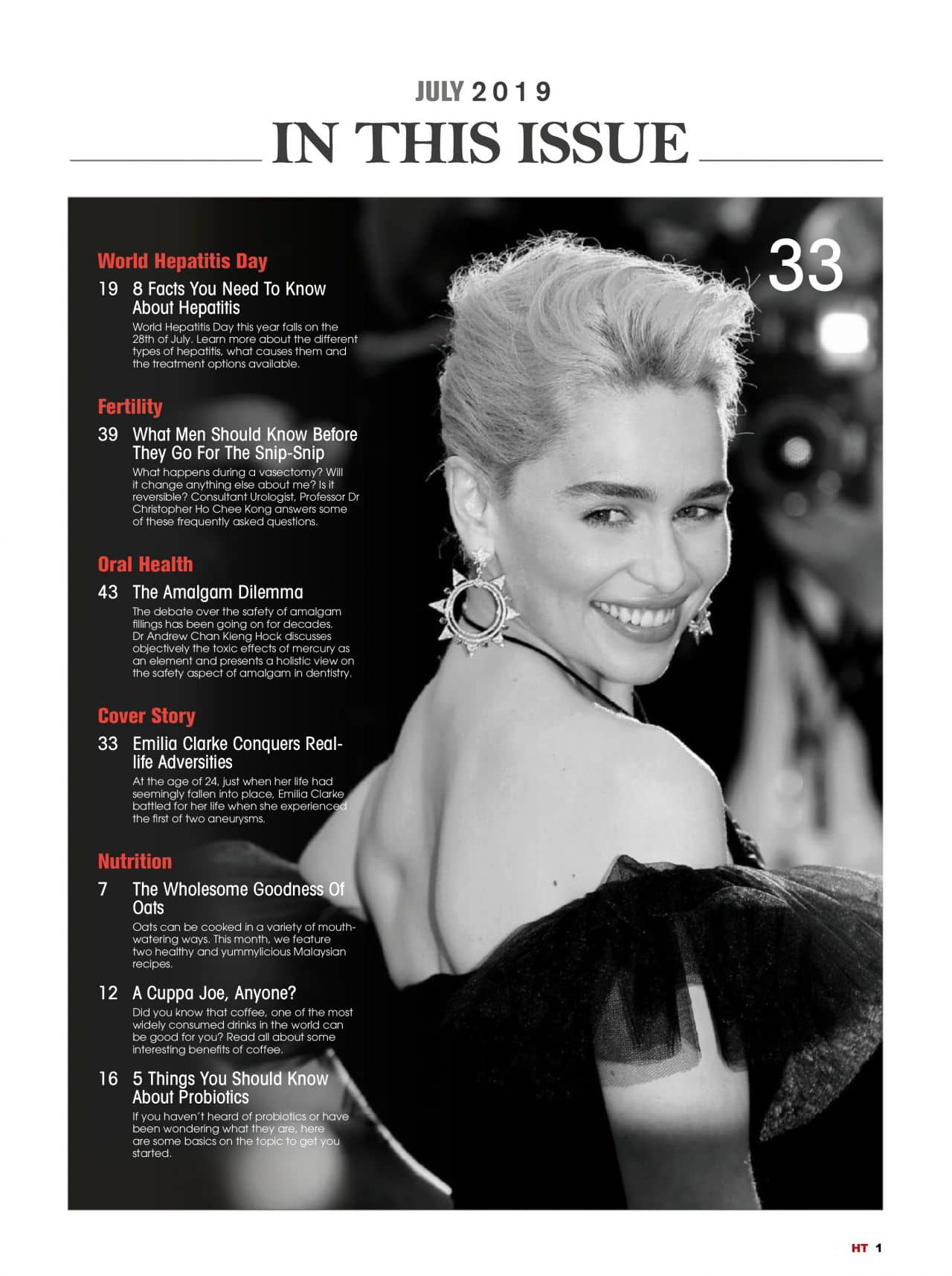 Emilia Clarke's Health Today Malaysia July 2019 Issue - 1