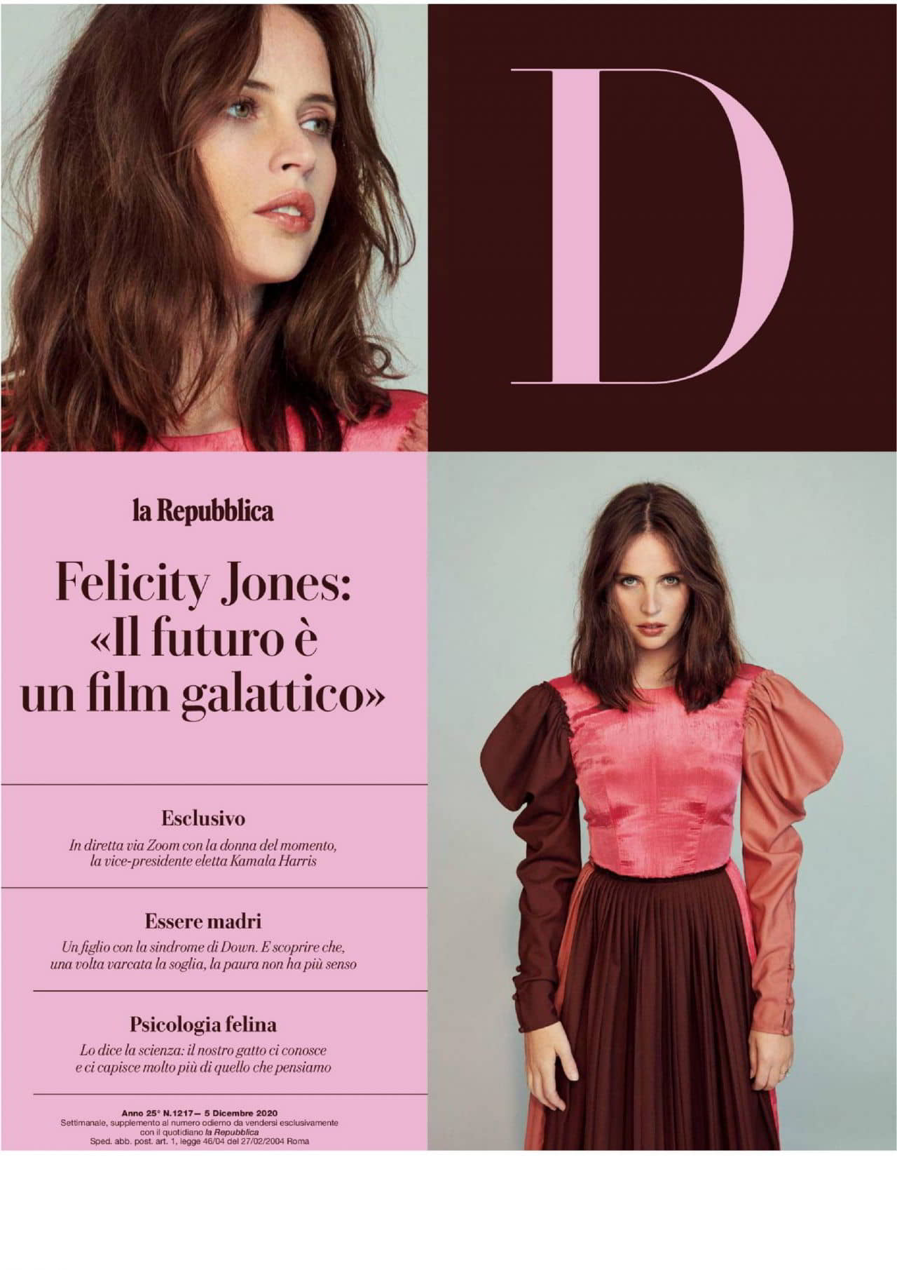 Felicity Jones for D La Repubblica December 5, 2020 Issue - 1