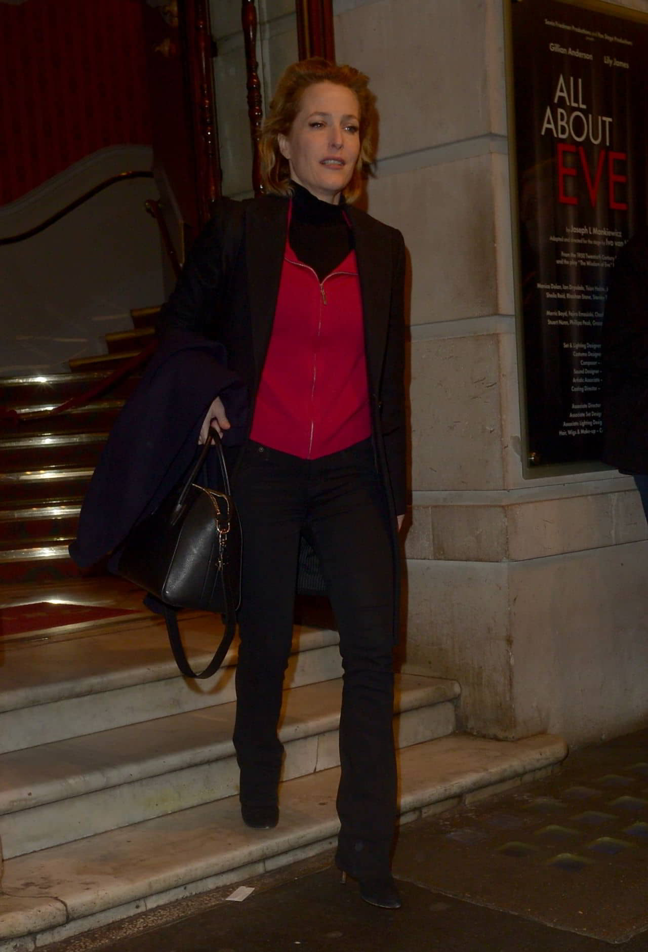 Gillian Anderson Leaving a Theatre in London, March 13, 2019 - 1