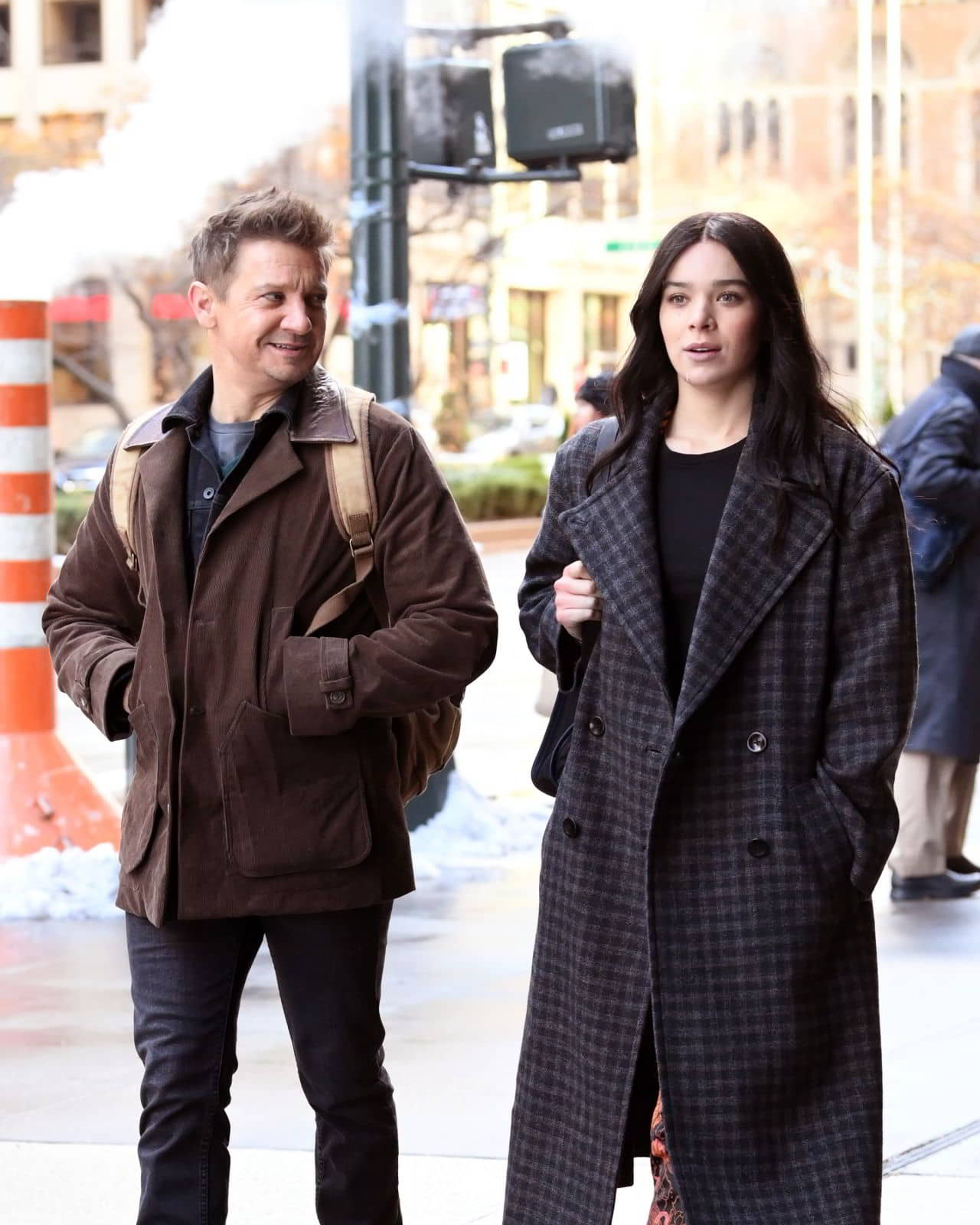 Hailee Steinfeld and Jeremy Renner on Hawkeye Movie Set in NYC, December 6, 2020 - 1