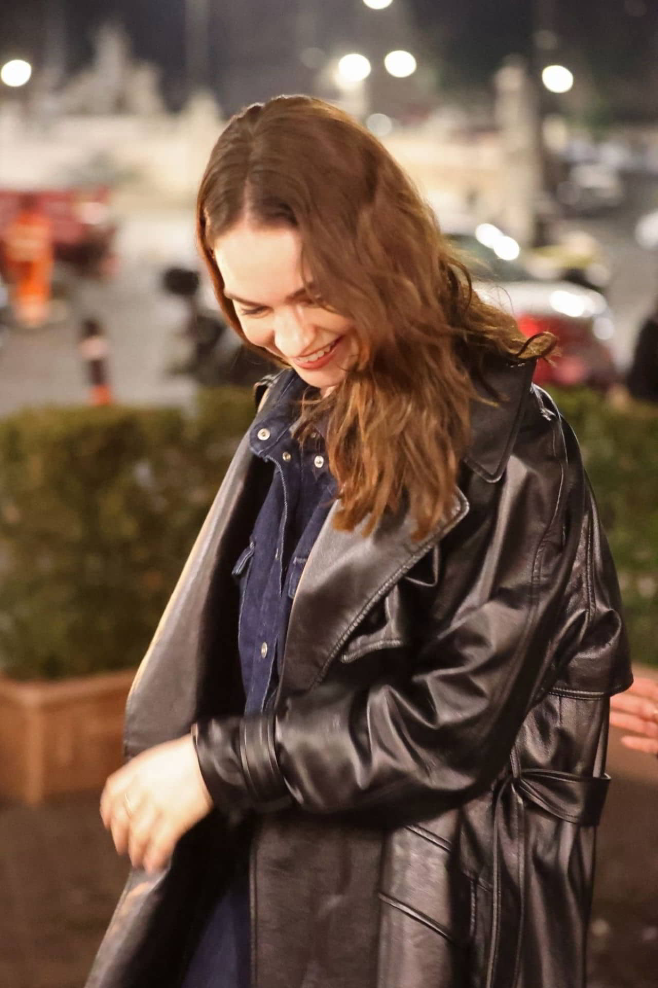 Lily James Out for Dinner in Rome, February 4, 2024 - 1