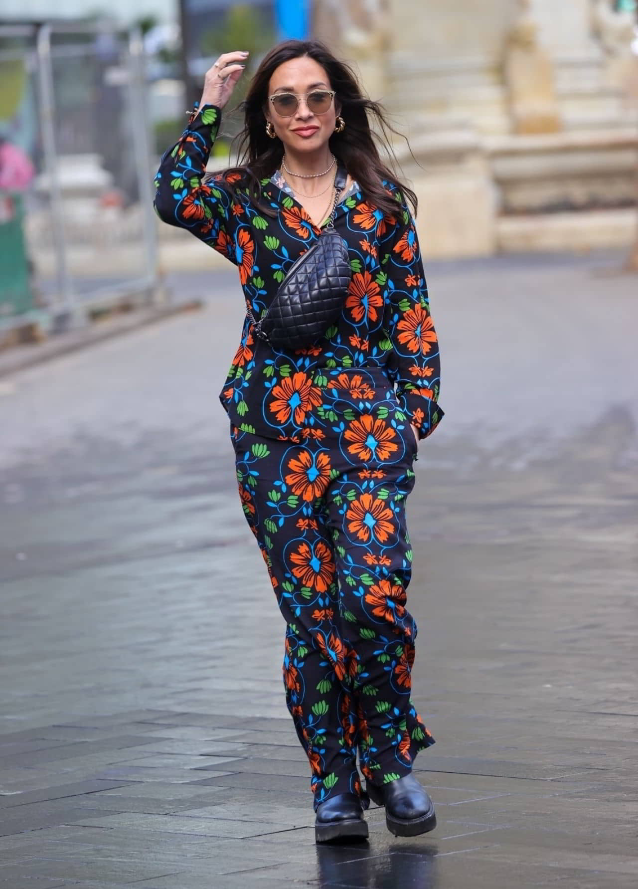 Myleene Klass Wearing a Floral Jump Suit in London, October 21, 2022 - 1