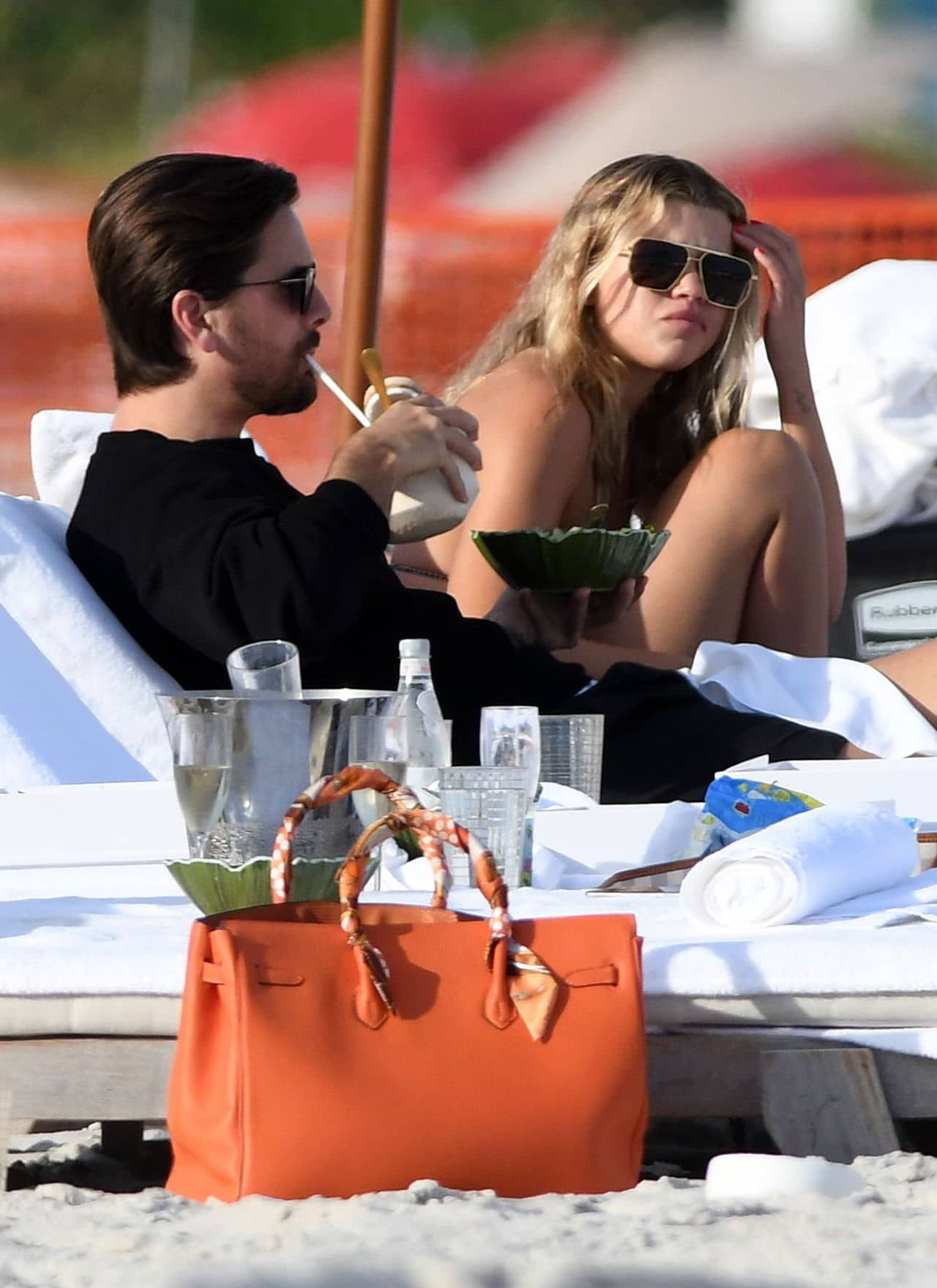 Sofia Richie in a Bright Neon Dress on a Miami Beach with Scott Disick, November 26, 2019 - 1