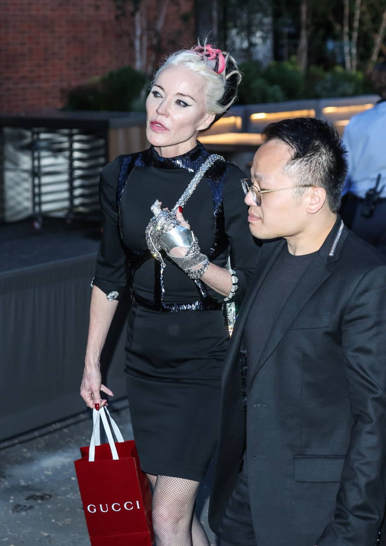 Daphne Guinness Arriving for the Gucci Cruise 2025 Fashion Show in London - May 2024 - 1