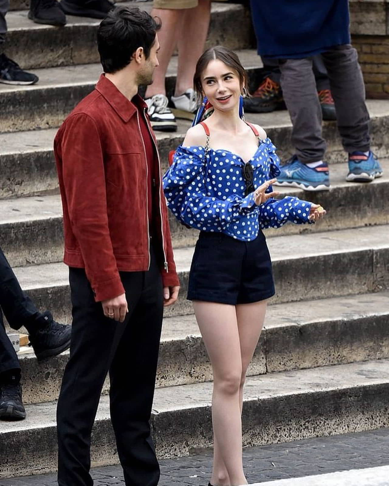 Lily Collins Filming Emily in Paris in Rome - 1