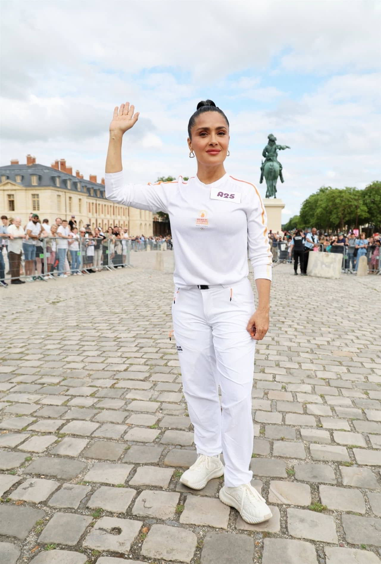 Salma Hayek Attends the Carrying of the Olympic Flame for the Paris 2024 Olympic Games - July 23, 2024 - 1