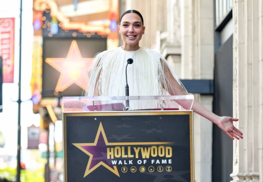 Gal gadot exudes timeless elegance in sleek saint laurent at walk of fame 04